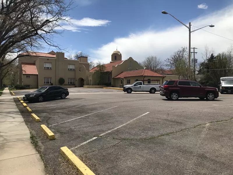 Image: Some Park Hill residents are objecting to this parking lot at the Park Hill United Methodist Church becoming a safe-camping site.