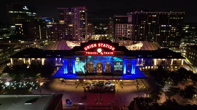 Union Station with projections of paul mccartney
