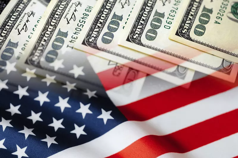Image: flag with dollar bills