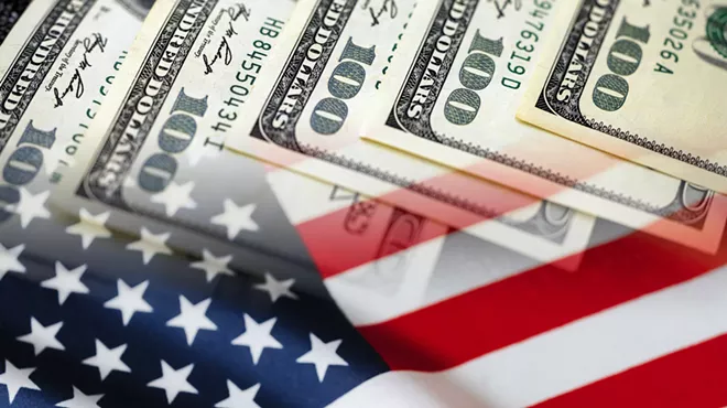 flag with dollar bills