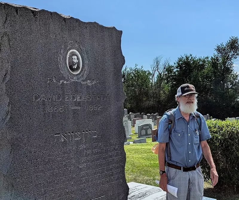 Image: Goodstein strolls the grounds of Fairmount Cemetery.