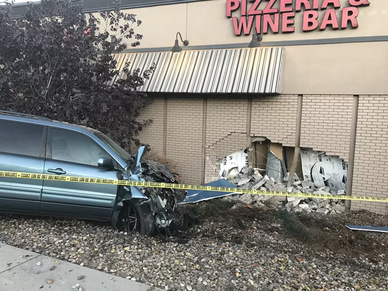 Image: A motorist attempted to turn Pino's Place into a drive-through restaurant last month.