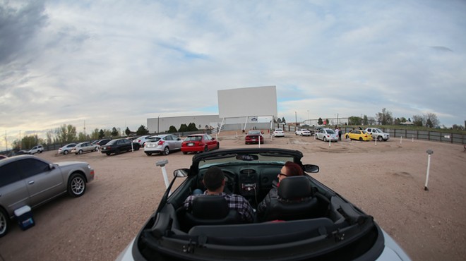 Commerce City's 88 Drive-In movie theater with a blank big screen before opening season.