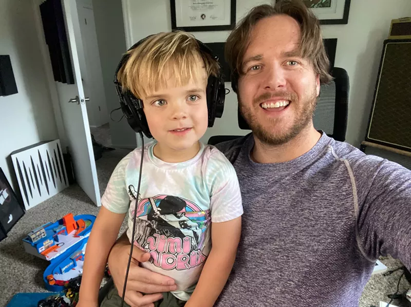 Image: Jeff Fajans (aka MrBoodaddy) and his son, Hendrix, enjoy making kids' music together in the family's home studio.
