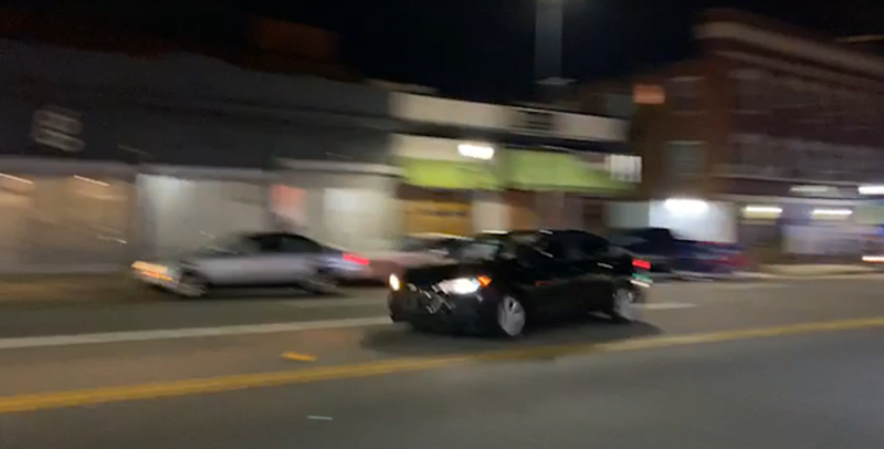 Image: A video posted to social media shows the car allegedly linked to a crash into a police vehicle in downtown Denver.