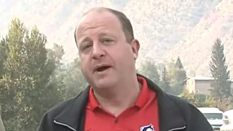 Image: Colorado Governor Jared Polis at the Grizzly Creek fire command center on August 14.