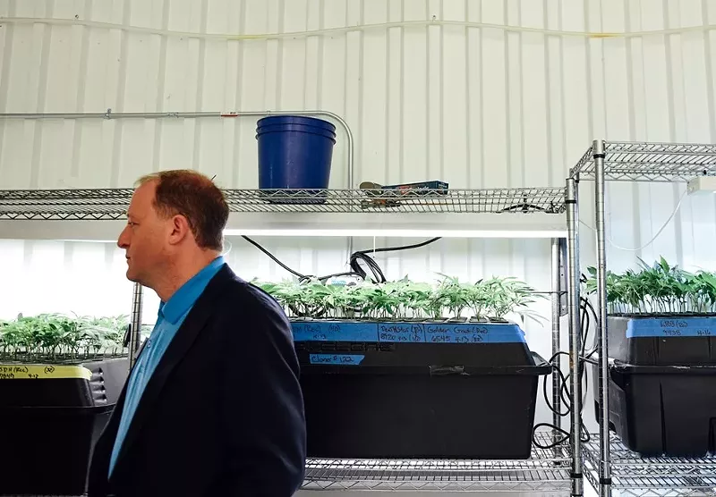 Image: Governor Jared Polis tours a commercial marijuana grow during his days as a congressman in 2018.