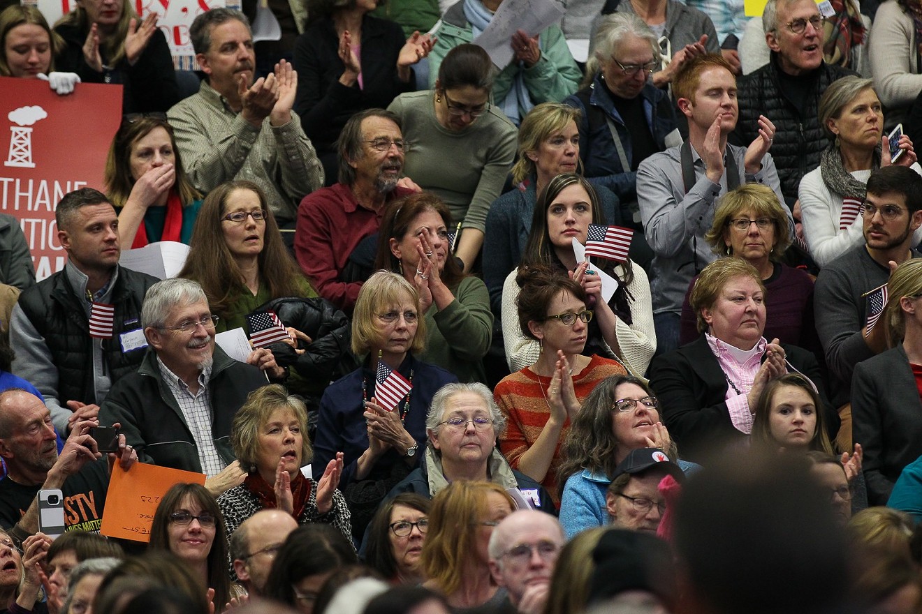 Constituents at a Cory Gardner-free town hall.