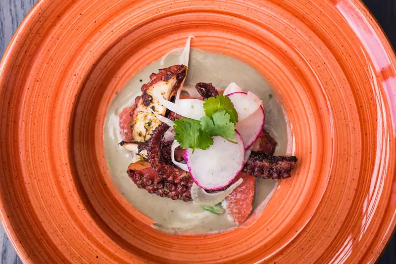 Image: Pulpo a la parrilla at Que Bueno Suerte! goes way beyond typical Mexican.