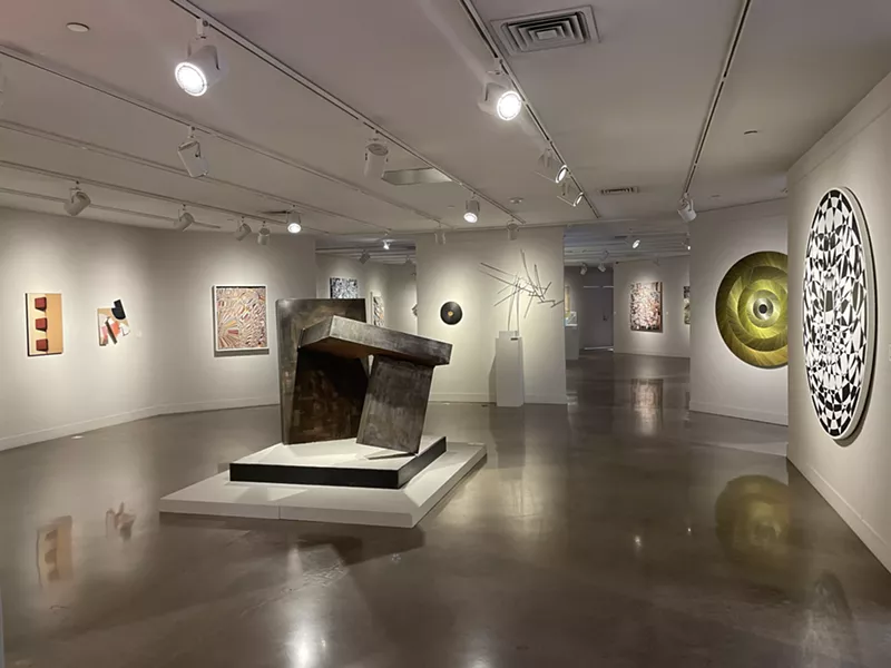 Image: Virginia T. Coleman’s “Delicately Balanced” anchors the hard-edged abstraction section of Art of the State at the Arvada Center.