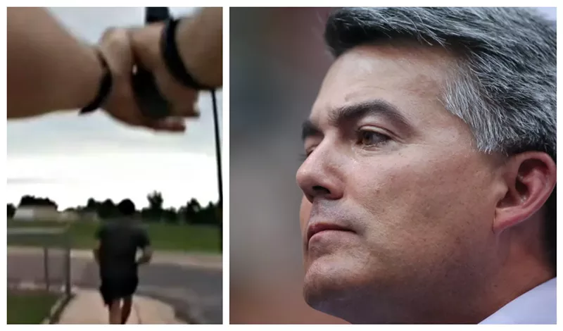 Image: Body-camera video of De'Von Bailey's fatal 2019 police shooting and a photo of Senator Cory Gardner from a 2017 slideshow.