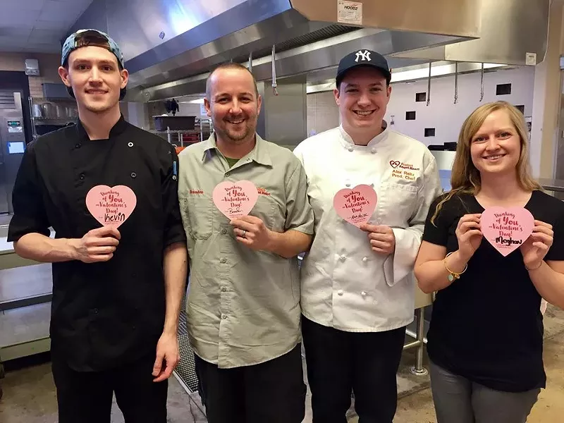 Image: Chef Brandon Foster (second from left) was an inspiration to his culinary team at Project Angel Heart.