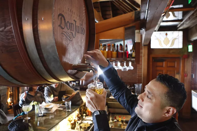 Image: On National Tequila Day, a giant barrel of tequila, like this one at La Loma, is a good way to start.