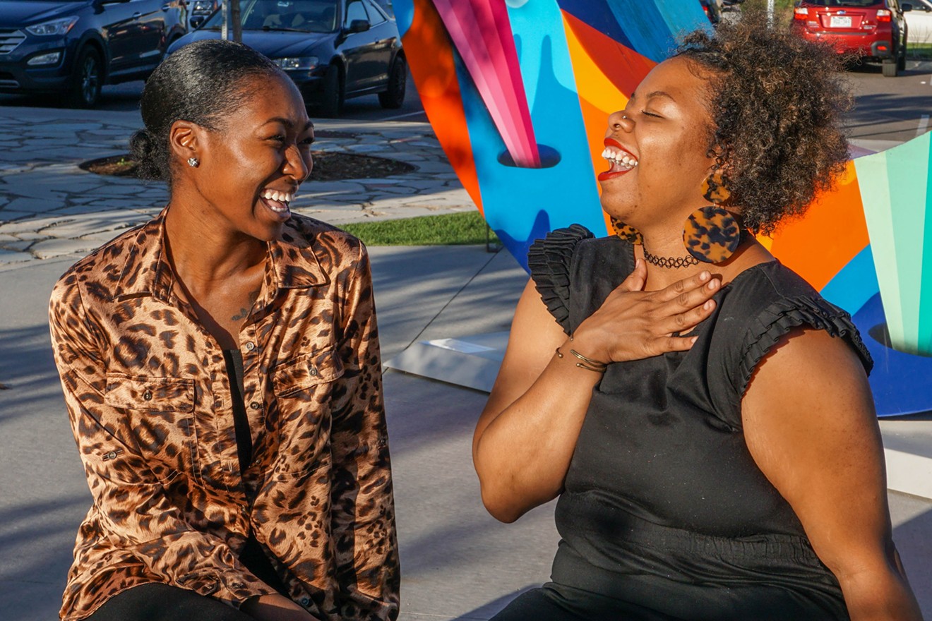 Epiphinae McClennon and G’Vanti Carter, co-founders of Queen Tingz, stand outside of Stanley Marketplace in Aurora. Their new entertainment company is offering Denver some of its first regular day parties.