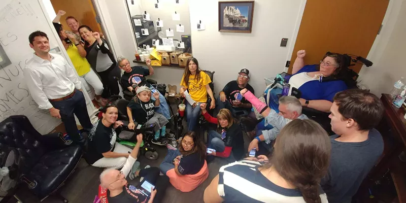 Image: The ADAPT protest at Gardner's Denver office continues for a second day.