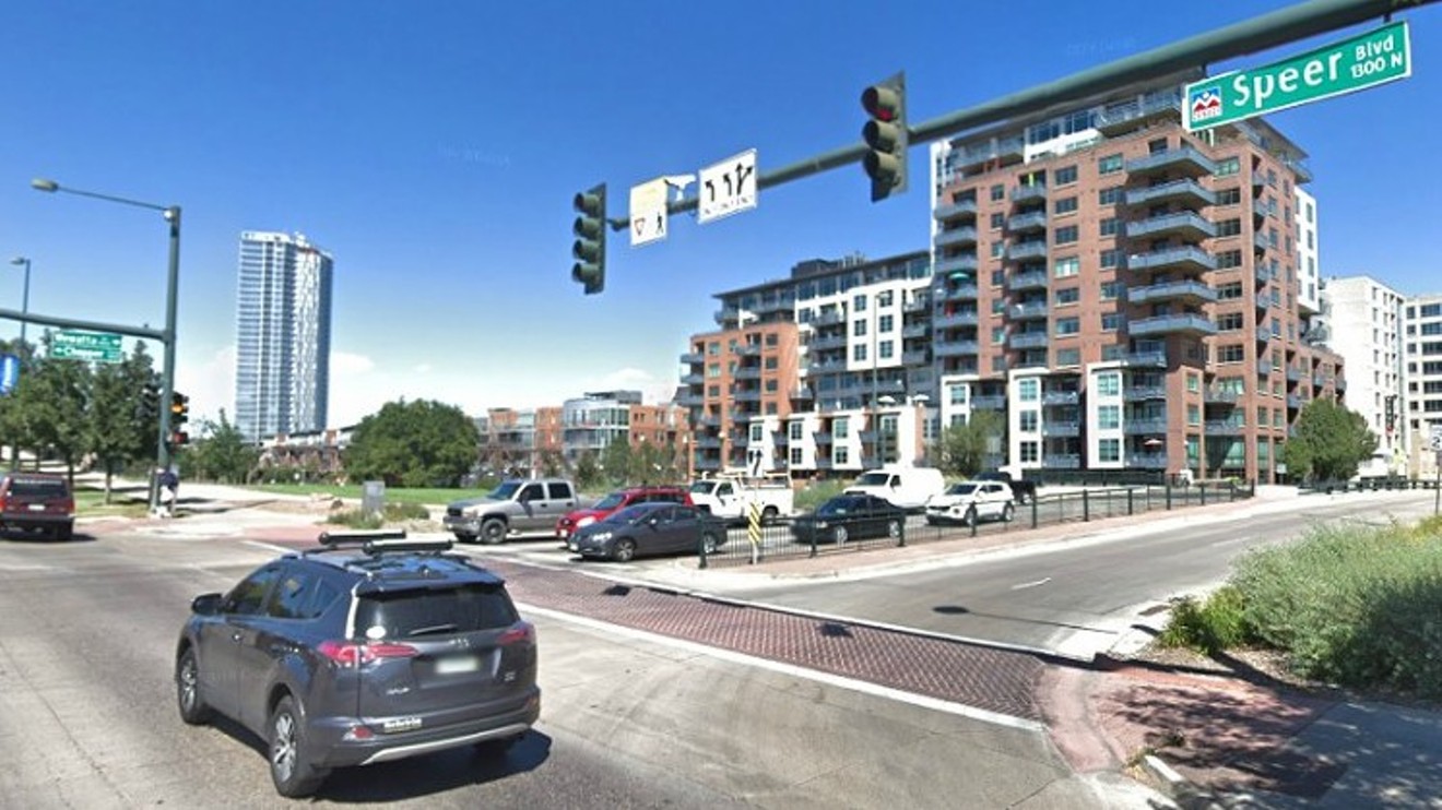 The signal at Speer and Wewatta, near the Pepsi Center, is currently the longest in Denver.