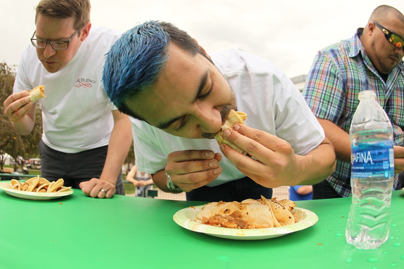 The taco-eating contest at Denver's Cinco de Mayo festival.