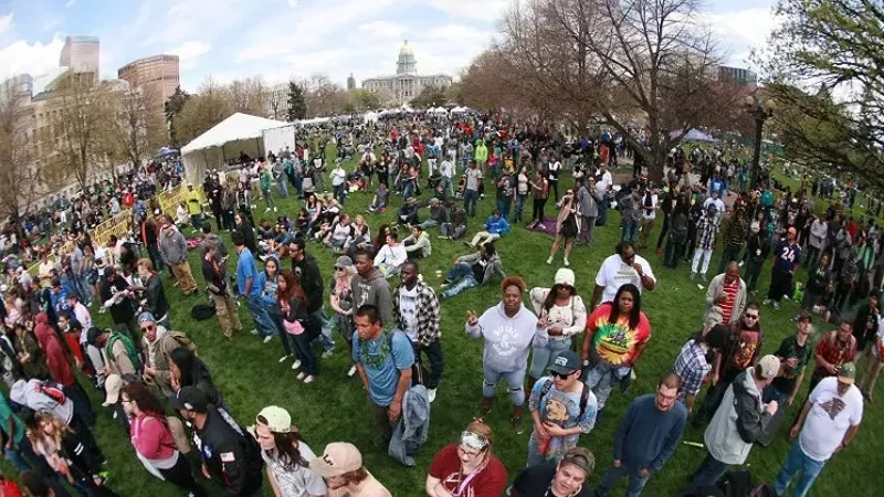 Image: Mile high: 420 rally in front of the Colorado State Capitol.