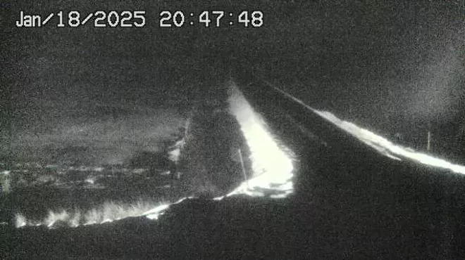 night picture of icy road