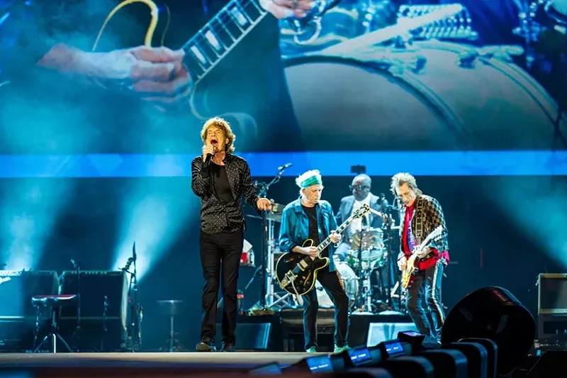 Image: Rolling stones on stage with blue light