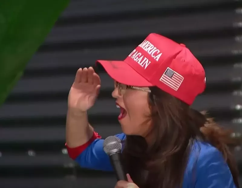 Image: woman in red hat