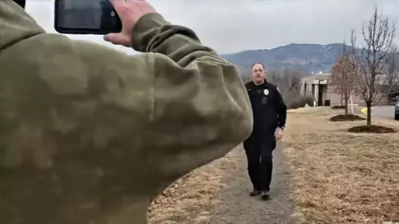 Image: A screen capture from a Colorado Donkey Watch video at the center of a complaint against Boulder jail personnel.