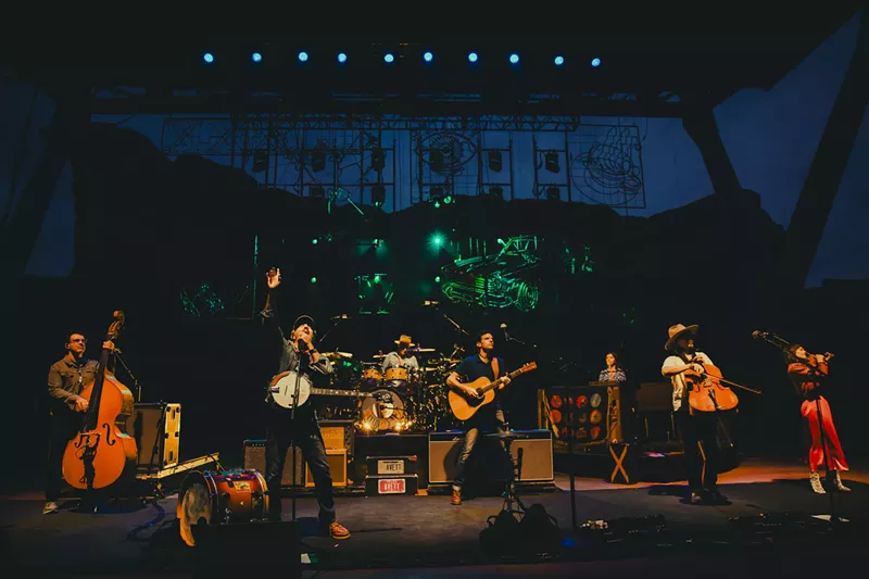 Image: The Avett Brothers on stage at Red Rocks performing night one of a three-night run.