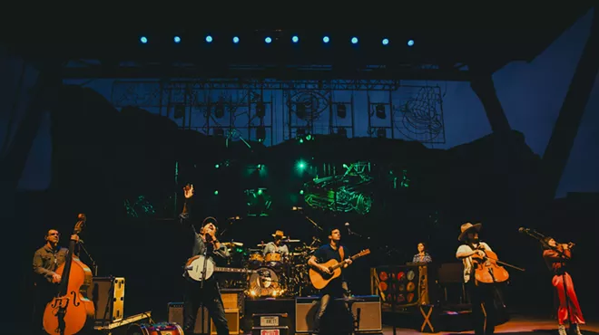 The Avett Brothers on stage at Red Rocks performing night one of a three-night run.