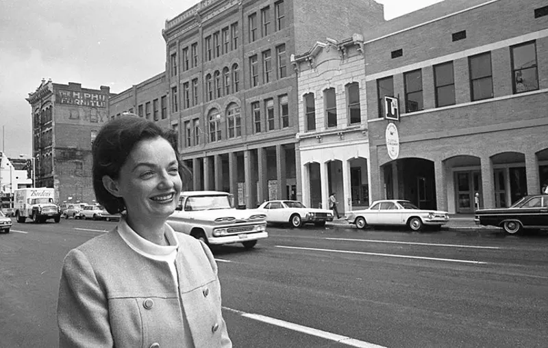 Image: Dana Crawford at Larimer Square in 1966, after she saved the historic block.