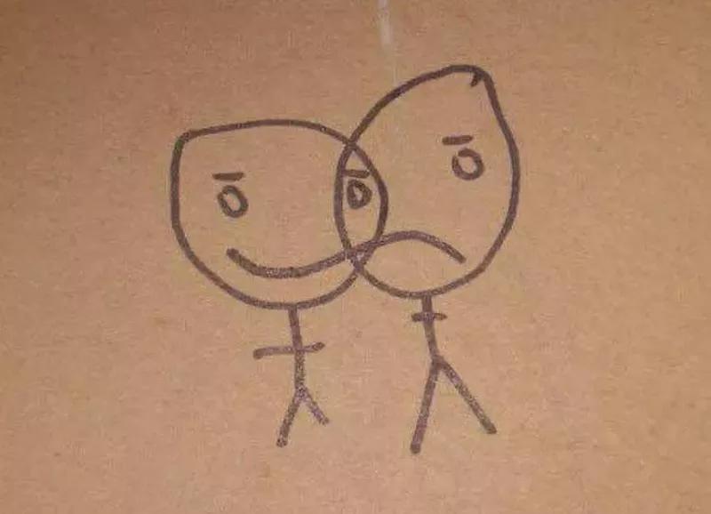 Image: Gary often posted this drawing as his profile on Facebook, which I always took to be a self-portrait — as the essence of Gary and his seesaw energy, always both fighting and adoring his every experience.