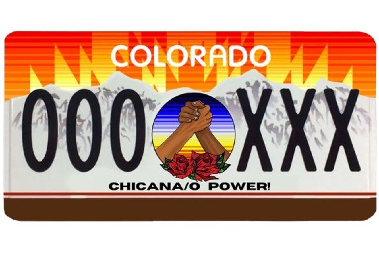 The Chicano License Plate was designed to resemble the style of a serape and reflect the diverse cultures in the Chicano identity.
