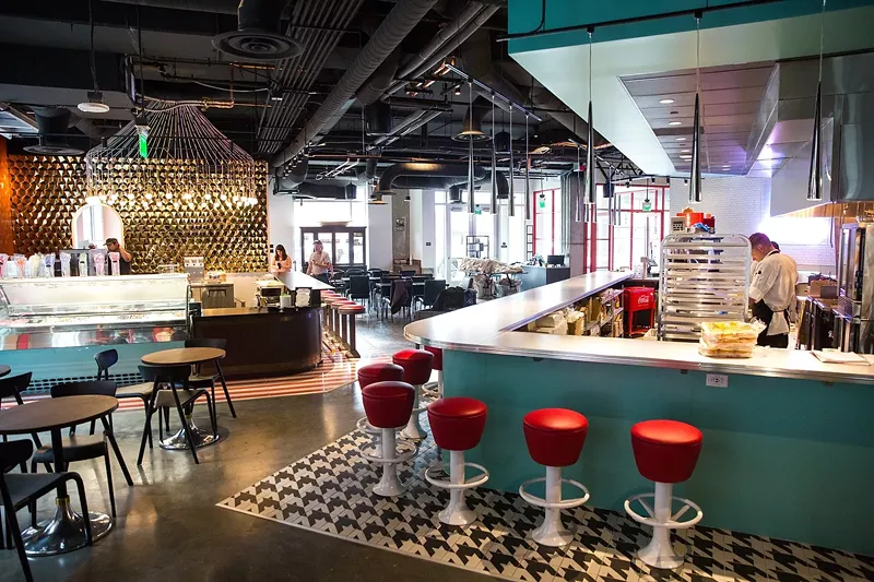 Image: Milk Market encompasses fifteen different food and drink stations, including Lou's Hot & Naked, Cornicello Gelato and Morning Jones, all pictured here.