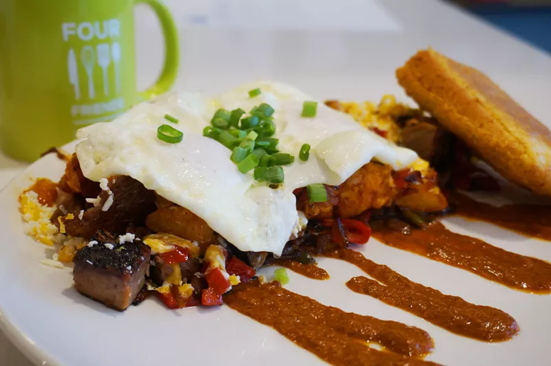 Image: Four Friends Kitchen brought smoked-brisket hash and other Southern-inspired breakfast eats to South University Boulevard.
