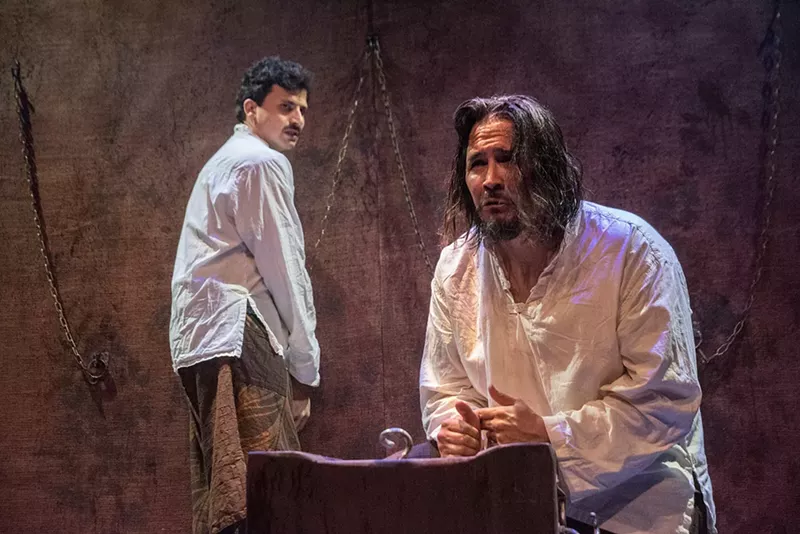 Image: Jihad Milhem (left) as Babur, Sam Gilstrap as Humayun.