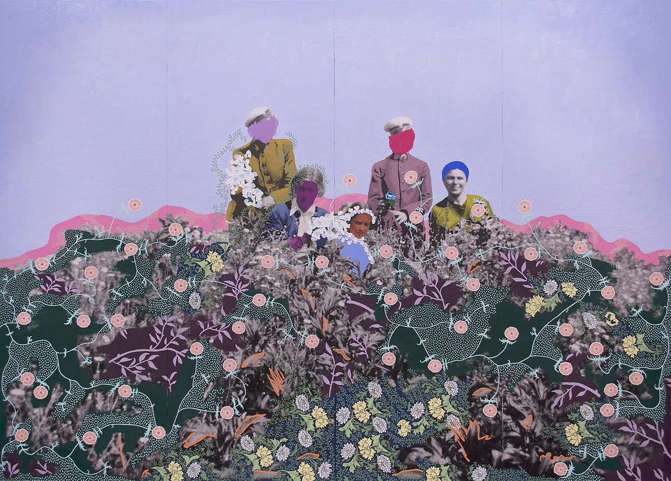 “Untitled (In a Meadow),” oil on inkjet print by Daisy Patton.