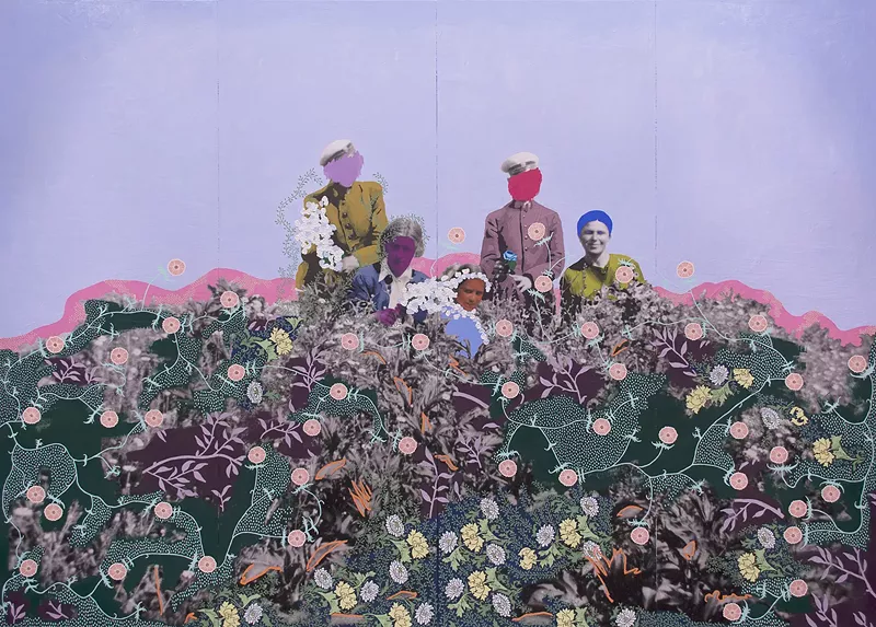 Image: “Untitled (In a Meadow),” oil on inkjet print by Daisy Patton.