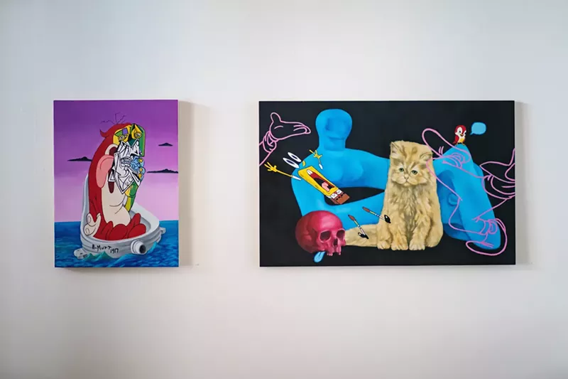 Image: Installation view of re: mix/Paintings by Cymon Padilla at Leon Gallery.