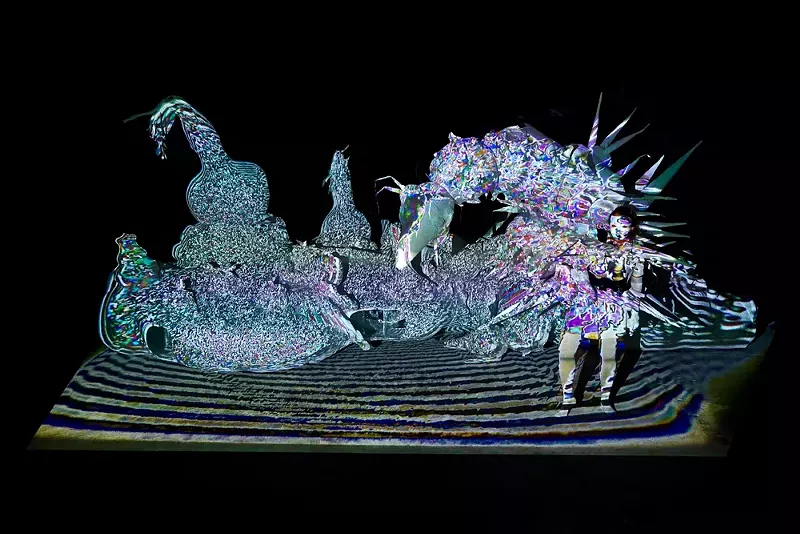 Image: Performance still from Simulacra Vision: Nicole Banowetz with Chris Bagley.
