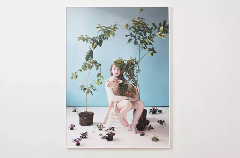 Image: “Bianca, Lamb, Citrus, Flowers, Milk,” by Kristen Hatgi Sink, archival pigment print.