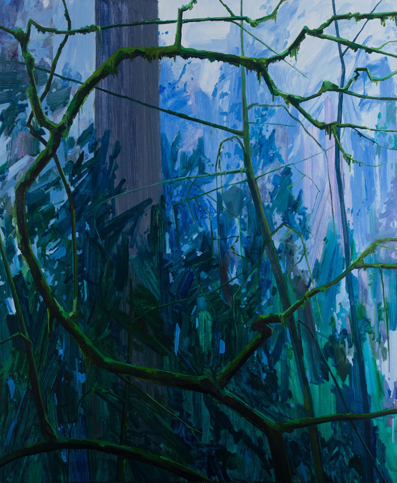 Claire Sherman, “Tree and Moss,” oil on canvas.