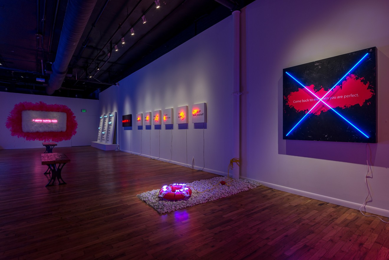 Installation view of Scott Young: Gas Light Love Bomb at K Contemporary.