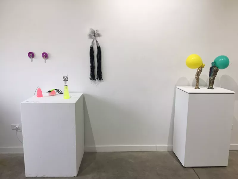 Image: Objects by Megan Bray (left) and bronzes by Erik Pendergraft.