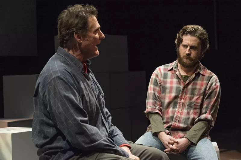 Image: Michael McNeill (left) and Sean Scrutchins in The Body of an American.