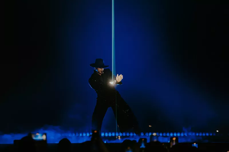 Image: Usher performing at Ball Arena in Denver for his Past Present Future Tour