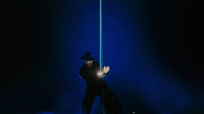 Usher performing at Ball Arena in Denver for his Past Present Future Tour
