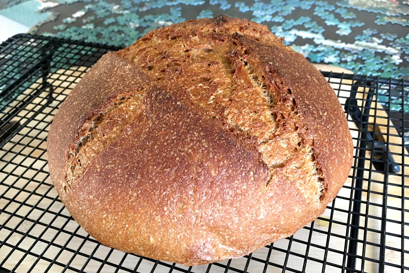 Patience is rewarded with a beautiful loaf of delicious sourdough bread; this was my fourth attempt.