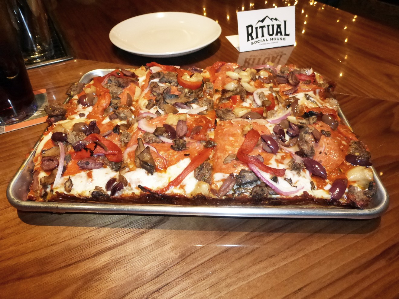 Ritual's pan pizza combines the best elements of Chicago, Detroit and Sicilian crusts.