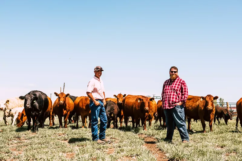 Image: Mike Peterson (left) of Pasture Perfect Premium Beef and Justin Brunson of River Bear American Meats.