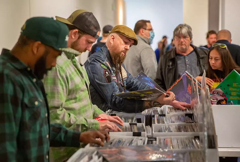 Image: Searching through the stacks at the Rocky Mountain Record Show