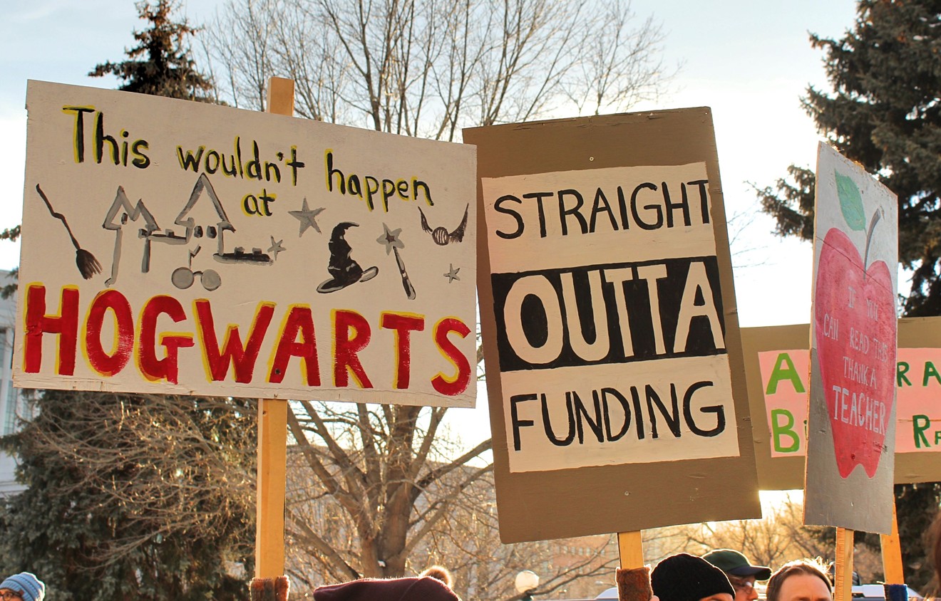 Denver teachers picketed outside the Colorado State Capitol on Monday, February 11, during a three-day strike.